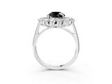 White gold Fancy Black Round Cut Halo Cluster Diamond Ring with Pave Band and Four-Prong Setting_16