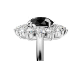 White gold Fancy Black Round Cut Halo Cluster Diamond Ring with Pave Band and Four-Prong Setting_17