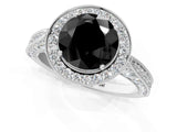 White gold Fancy Black Round Cut Halo Diamond Engagement Ring with Split Shank Band and Four-Prong Setting_13