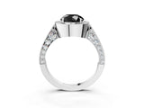 White gold Fancy Black Round Cut Halo Diamond Engagement Ring with Split Shank Band and Four-Prong Setting_15