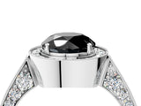 White gold Fancy Black Round Cut Halo Diamond Engagement Ring with Split Shank Band and Four-Prong Setting_16