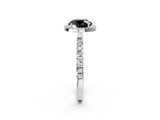 White gold Fancy Black Round Cut Halo Diamond Pave Band with Prong Setting_2