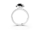 White gold Fancy Black Round Cut Halo Diamond Pave Band with Prong Setting_3