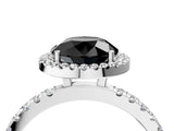 White gold Fancy Black Round Cut Halo Diamond Pave Band with Prong Setting_4