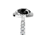 White gold Fancy Black Round Cut Halo Diamond Pave Band with Prong Setting_5