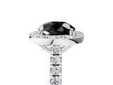 White gold Fancy Black Round Cut Halo Diamond Ring with Pavé Band and Three-Prong Setting_17