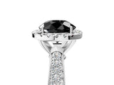 White gold Fancy Black Round Cut Halo Diamond Ring with Pavé Band_17