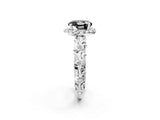 White gold Fancy Black Round Cut Halo Diamond Solitaire with Filigree Band and Four-Prong Setting_26