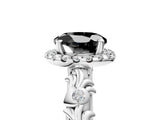 White gold Fancy Black Round Cut Halo Diamond Solitaire with Filigree Band and Four-Prong Setting_29