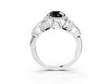 White gold Fancy Black Round Cut Halo Diamond Split Shank Engagement Ring with Four-Prong Setting_3