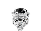 White gold Fancy Black Round Cut Halo Diamond Split Shank Engagement Ring with Four-Prong Setting_5