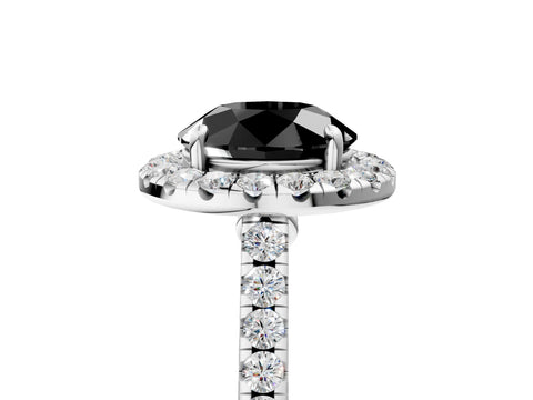 White gold Fancy Black Round Cut Halo Pave Diamond Engagement Ring with Four-Prong Setting_5