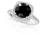White gold Fancy Black Round Cut Halo Round Diamond Pavé Band with Four-Prong Setting_16