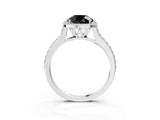 White gold Fancy Black Round Cut Halo Round Diamond Pavé Band with Four-Prong Setting_18
