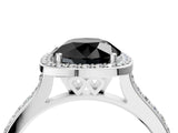 White gold Fancy Black Round Cut Halo Round Diamond Pavé Band with Four-Prong Setting_19