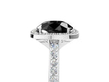 White gold Fancy Black Round Cut Halo Round Diamond Pavé Band with Four-Prong Setting_20