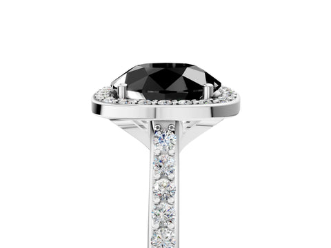 White gold Fancy Black Round Cut Halo Round Diamond Pavé Band with Four-Prong Setting_20