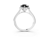 White gold Fancy Black Round Cut Halo Round Diamond Solitaire Engagement Ring with Pave Band and Four-Prong Setting_27