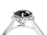 White gold Fancy Black Round Cut Halo Round Diamond Solitaire Engagement Ring with Pave Band and Four-Prong Setting_28