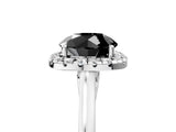 White gold Fancy Black Round Cut Halo Round Diamond Solitaire Ring with Pavé Band and Four-Prong Setting_17