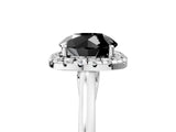 White gold Fancy Black Round Cut Halo Round Diamond Solitaire Ring with Pavé Band and Four-Prong Setting_5