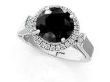 White gold Fancy Black Round Cut Halo Round Diamond Twist Band with Four-Prong Setting_25