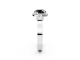 White gold Fancy Black Round Cut Halo Round Diamond Twist Band with Four-Prong Setting_26