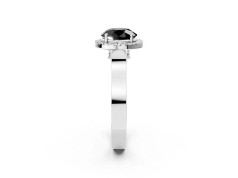 White gold Fancy Black Round Cut Halo Round Diamond Twist Band with Four-Prong Setting_26
