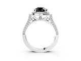 White gold Fancy Black Round Cut Halo Round Diamond Twist Band with Four-Prong Setting_27