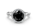 White gold Fancy Black Round Cut Halo Twist Band with Four-Prong Setting_72