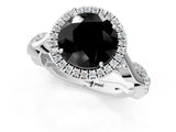 White gold Fancy Black Round Cut Halo Twist Band with Four-Prong Setting_73