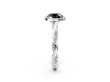 White gold Fancy Black Round Cut Halo Twist Band with Four-Prong Setting_74