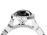 White gold Fancy Black Round Cut Halo Twist Band with Four-Prong Setting_76