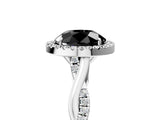 White gold Fancy Black Round Cut Halo Twist Band with Four-Prong Setting_77