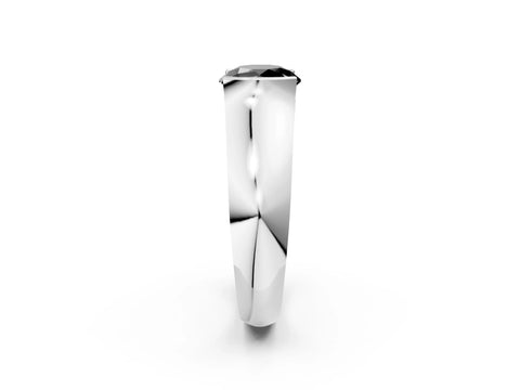 White gold Fancy Black Round Cut Solitaire Bezel Set Diamond Ring with Wide Band_14