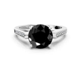 White gold Fancy Black Round Cut Solitaire Cathedral Diamond Engagement Ring with Channel-Set Band and Four-Prong Setting_15