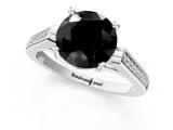 White gold Fancy Black Round Cut Solitaire Cathedral Diamond Engagement Ring with Channel-Set Band and Four-Prong Setting_16