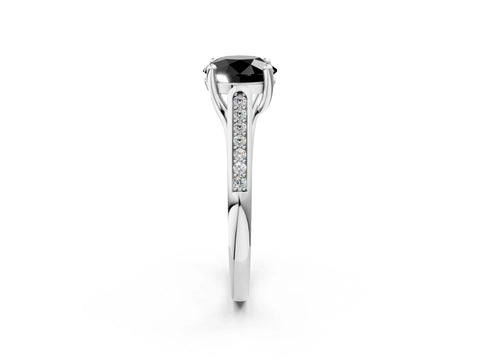 White gold Fancy Black Round Cut Solitaire Cathedral Diamond Engagement Ring with Channel-Set Band and Four-Prong Setting_17