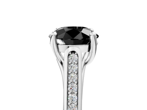 White gold Fancy Black Round Cut Solitaire Cathedral Diamond Engagement Ring with Channel-Set Band and Four-Prong Setting_20