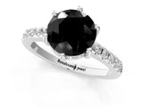 White gold Fancy Black Round Cut Solitaire Diamond Engagement Ring with Pavé Band and Six-Prong Setting_13