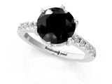 White gold Fancy Black Round Cut Solitaire Diamond Engagement Ring with Pavé Band and Six-Prong Setting_13