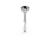 White gold Fancy Black Round Cut Solitaire Diamond Engagement Ring with Pavé Band and Six-Prong Setting_14