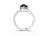 White gold Fancy Black Round Cut Solitaire Diamond Engagement Ring with Pavé Band and Six-Prong Setting_15