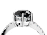 White gold Fancy Black Round Cut Solitaire Diamond Engagement Ring with Pavé Band and Six-Prong Setting_16