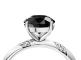 White gold Fancy Black Round Cut Solitaire Diamond Engagement Ring with Twisted Pave Band and Four-Prong Setting_59
