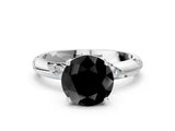 White gold Fancy Black Round Cut Solitaire Diamond Engagement Ring with Twisted Pave Band and Four-Prong Setting_61