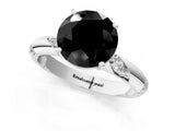 White gold Fancy Black Round Cut Solitaire Diamond Engagement Ring with Twisted Pave Band and Four-Prong Setting_62