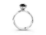 White gold Fancy Black Round Cut Solitaire Diamond Engagement Ring with Twisted Pave Band and Four-Prong Setting_64