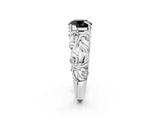 White gold Fancy Black Round Cut Solitaire Diamond Leaf-Inspired Vine Band Ring with Prong Setting_2