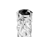 White gold Fancy Black Round Cut Solitaire Diamond Leaf-Inspired Vine Band Ring with Prong Setting_5